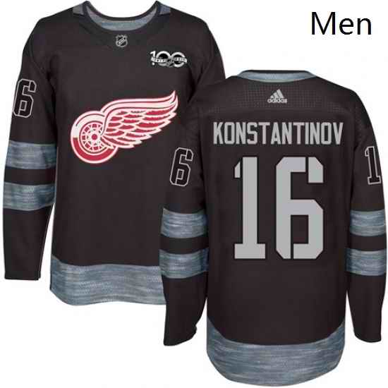Mens Adidas Detroit Red Wings 16 Vladimir Konstantinov Authentic Black 1917 2017 100th Anniversary NHL Jersey
